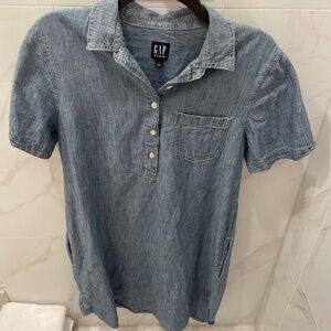 Gap cotton denim dress pockets classic lightweight